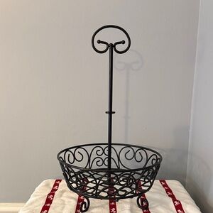 Vintage Metal fruit Rack | organizer Free stand Holder Scrollwork Basket